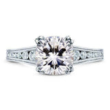 3.5ct Cushion Diamond Vintage Engagement Ring 14K White Gold Over Round Accent