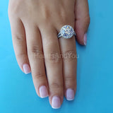 2.4ct Round Cut Moissanite Halo Split Shank Engagement Ring 14k WhiteGold Plated