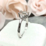 1.5ct Engagement Ring Emerald Cut Morganite Diamond Petite 14k White Gold Finish