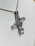 1.2ct Asscher Cut Simulated Diamond Cross Pendant 14k White Gold Plated NO CHAIN