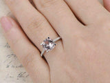 2.1ct Round Cut Peach Morganite Solitaire Engagement Ring 14k White Gold Finish