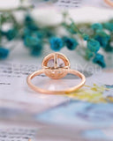 1.3ct Round Cut Simulated Morganite Halo Engagement Ring 14k Rose Gold Plated