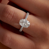2.2ct Oval Simulated Diamond Solitaire with Accents Ring 14k White Gold Plated