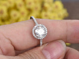 Halo Solitaire with Accent Engagement Ring 2ct Round Diamond 14k White Gold Over