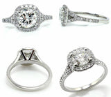3Ct Round Cut Diamond Split Shank Halo Solitaire Ring 14K White Gold Finish