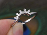 1.5ct Baguette Cut Diamond Engagement Ring Crown Art Deco 14k White Gold Finish