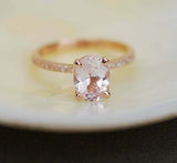 2ct Engagement Ring Oval Cut Morganite Round Diamond Accent 14k Rose Gold Finish