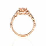 3Ct Round Cut Peach Morganite Diamond Accents Engagement Ring 14K Rose Gold Over