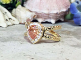 2ct Engagement Ring Pear Cut Morganite Cross Split Shank 14k Yellow Gold Finish
