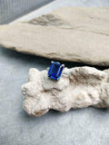 2ct Engagement Ring Emerald Blue Sapphire Braided Solitaire 14k White Gold Over