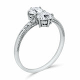 2.3ct Round Cut Diamond Accent Two Stone Engagement Ring 14k White Gold Finish