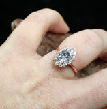 1ct Oval Cut VVS1D Diamond Engagement Ring Halo Solitaire 14k White Gold Finish