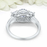 2.2ct Round Cut VVS1D Diamond Engagement Ring Halo Trilogy 14k White Gold Finish