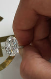 2ct Oval Cut VVS1 Diamond Accent Solitaire Engagement Ring 14k White Gold Finish