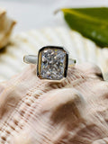 2.1ct Radiant Cut Simulated Diamond Bezel Solitaire Ring 14k White Gold Plated