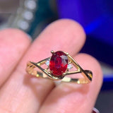 1ct Oval Cut Pink Ruby Engagement Ring Split Band Trilogy 14k Yellow Gold Finish