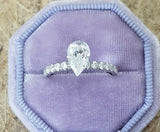 2ct Clear Pear Diamond Accent Solitaire Engagement Ring 14k Yellow Gold Finish