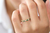1ct Marquise Green Emerald Half Eternity Anniversary Band 14k Yellow Gold Finish