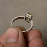 1ct Emerald Green Peridot Engagement Ring 14k White Gold Finish Accent Solitaire