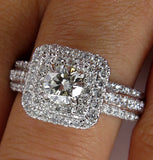 6Ct Round Cut Diamond Dual Halo Cluster Engagement Ring 14K White Gold Finish