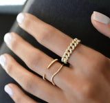 1ct Round Cut Diamond Cuban Link Engagement Ring Band 14k Yellow Gold Finish New