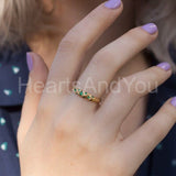 0.5ct Round Cut Simulated Emerald Dainty Wedding Band 14k Yellow Gold Plated