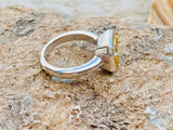 2.5ct Engagement Ring Radiant Cut Yellow Sapphire Solitaire 14k WhiteGold Finish
