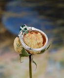 1.2ct Oval Cut Emerald Trilogy Engagement Ring with Accent 14k White Gold Finish