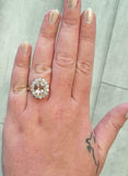 3ct Engagement Ring Oval Cut Peach Morganite Flower Solitaire 14k Rose Gold Over