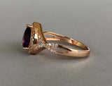 2ct Pear Cut Purple Amethyst Halo Infinity Engagement Ring 14k Rose Gold Finish
