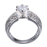 3.2ct Round Cut Diamond Engagement Ring 14k White Gold Finish Accents Solitaire