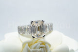2.3ct Emerald Simulated Diamond Cocktail Engagement Ring 14k White Gold Plated