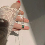 0.6ct Green Emerald Simulated Minimalist Pendant 14k White Gold Plated NO CHAIN