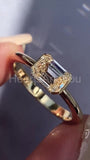 0.5ct Emerald Simulated Diamond Half Bezel Solitaire Ring 14k Yellow Gold Plated