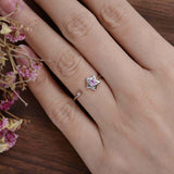 0.5ct Round Pink Sapphire Open Star Minimalist Engagement Ring 14k RoseGold Over