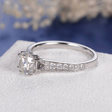 1.4ct Round Cut Diamond Solitaire with Accent Engagement Ring 14k WhiteGold Over