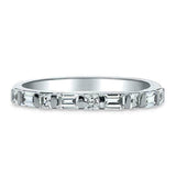 4.5ct Baguette Princess Diamond Half Eternity Wedding Band 14K White Gold Over