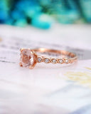 1ct Round Cut Simulated Morganite Milgrain Engagement Ring 14k Rose Gold Plated