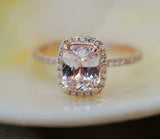 2.5ct Radiant Peach Morganite Diamond Accent Engagement Ring 18k Rose Gold Over