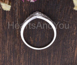 0.5ct Round Cut Moissanite Chevron Bezel Set Wedding Band 14k White Gold Plated