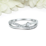 1.2ct Round Cut Diamond Wedding Band Infinity Criss Cross 14k White Gold Finish