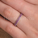 0.3ct Round Cut Simulated Ruby Half Eternity Wedding Band 14k White Gold Plated