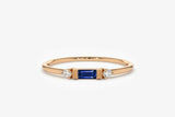 0.3ct Engagement Ring Baguette Cut Blue Sapphire Minimalist 14k Rose Gold Finish