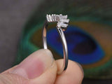 1.5ct Baguette Cut Diamond Engagement Ring Crown Art Deco 14k White Gold Finish