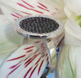 5Ct Round Black & White Diamond Disc Cluster Cocktail Ring 14K White Gold Finish