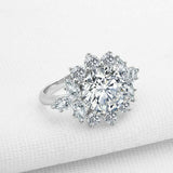 4.5ct Round Cut Diamond Engagement Ring Floral Cocktail 14k White Gold Finish