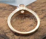 1ct Cushion Cut Simulated Peach Morganite Accented Ring 14k White Gold Plated