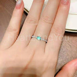 0.4ct Baguette Cut Simulated Green Emerald Minimalist Ring 14k White Gold Plated