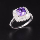 2ct Cushion Cut Purple Amethyst Engagement Ring 14k WhiteGold Finish Double Halo