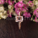 1ct Emerald Cut Simulated Morganite Solitaire Accents Ring 14k Rose Gold Plated